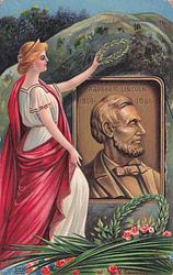 Goddess laying wreath on Tomb Stone