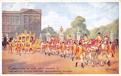 Coronation of King George VI - the Royal Coach Leaving Buckingham Palace